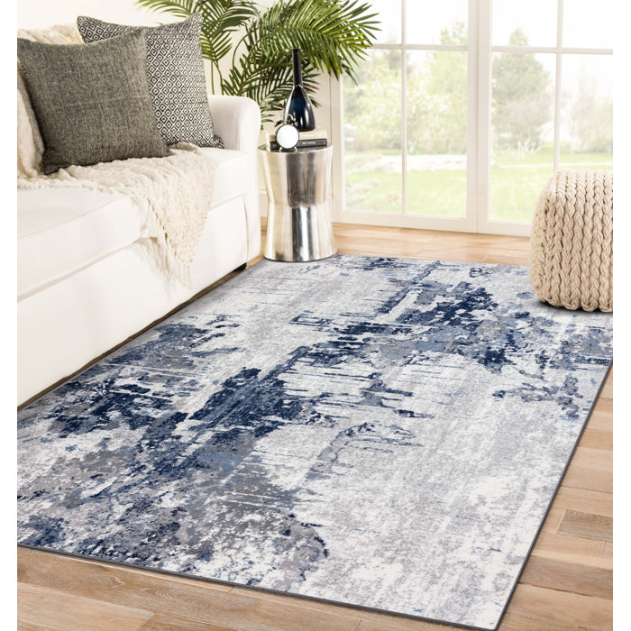 17 Stories Thorold Performance Blue Rug & Reviews Wayfair